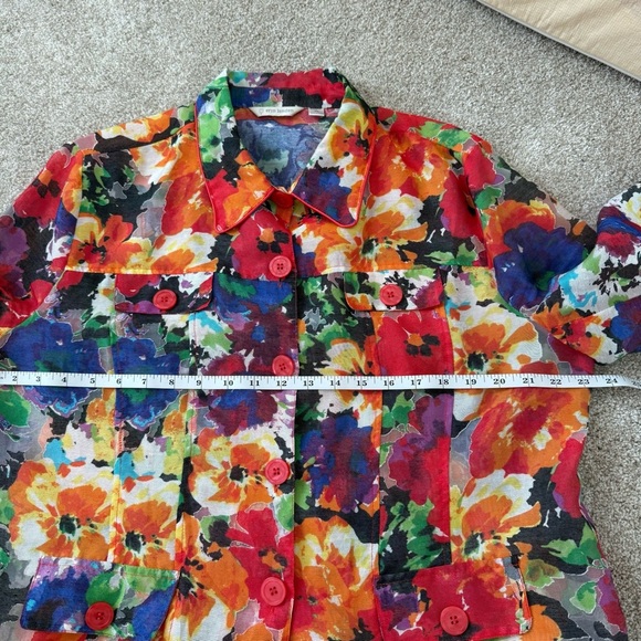 Erin London Floral Print Blazer Size XL Jacket 3/4 Sleeve Pink Career Office - Picture 11 of 13